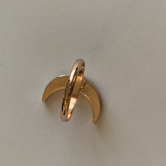 Gold Rhinestone Crescent Moon Ring - Picture 3 of 4